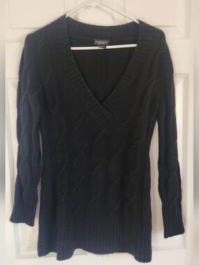 Black Cashmere V-Neck Sweater